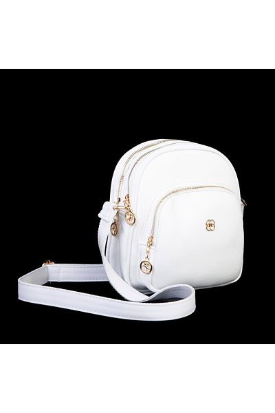 Nas Bag Geantă de umăr și crossbody pentru femei cu mai multe compartimente Victoria albă (20x22 cm)
