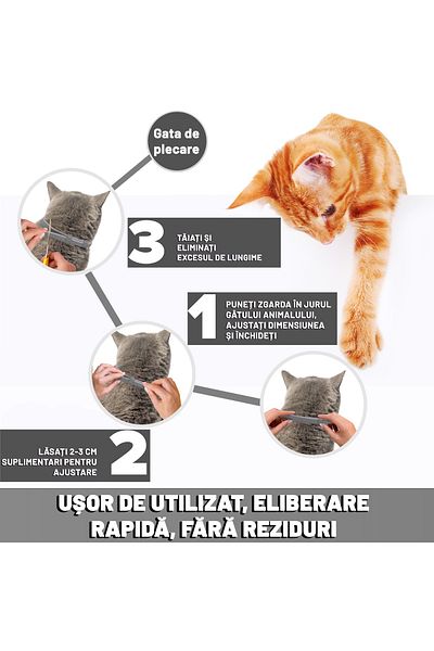 Fish & Paws Zgarda Fish & Paws ®anti purici pentru pisici, reglabila si respirabila, 38cm, set 2 Buc.