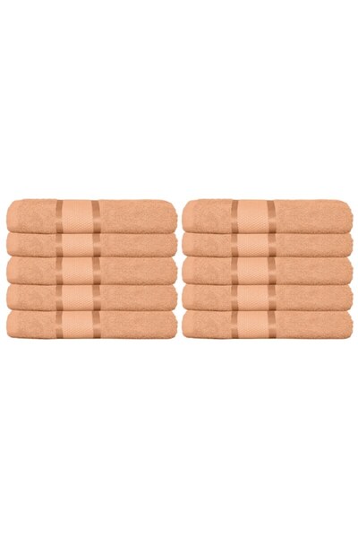 OEM Set 10 face towels, Cotton, Uni, 400g/m², 50x90cm, Peach