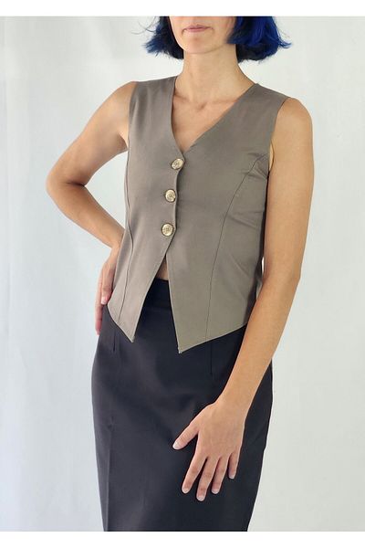 YAXİ VESTĂ TISSED KHAKI FĂRĂ Căptușeală CU GÂRĂ V