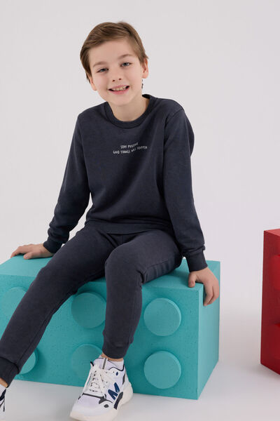 Rolypoly Boy's Gray Tracksuit Set