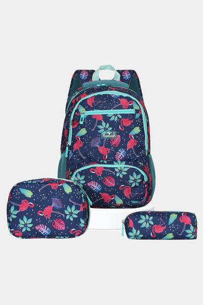 Relaxion Набір з 3 рюкзаків з кишенями для харчування, анатомічна спинка, водостійкий набір рюкзаків для початкової школи