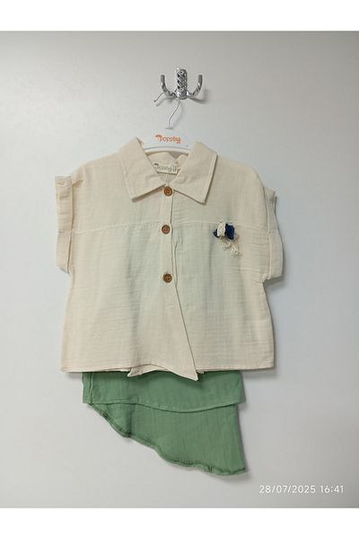 Poppins Girl's Shirt, Elastic Waist, Pocket Skirt Suit