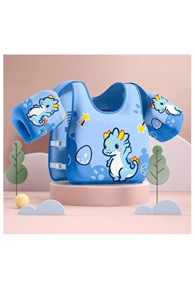 OEM Vestă de înot pentru copii cu mâneci, închidere cu cataramă reglabilă, 2-6 ani/10-30 kg, 29 x 30 cm, neagră