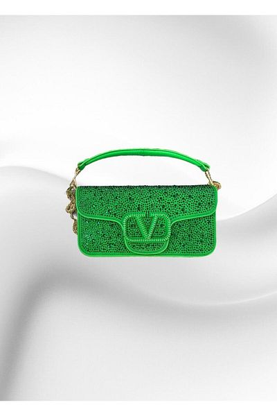 Generic Garavani leather Embellished small crossbody bag with top handle crystal
