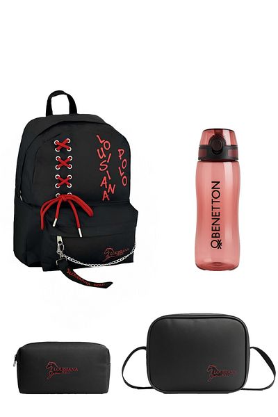 louisiana polo School Set – Bag + Thermal Nutrition + Pen Holder + Red Flask Red 1411