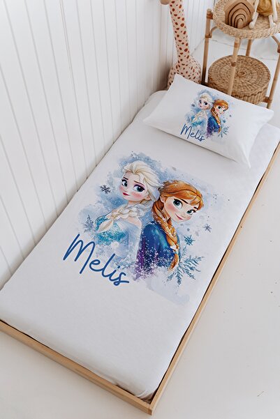 Lilabio İsme Özel %100 Pamuk Bebek Ve Çocuk Tek Kişilik 165 X 225 Cm Pike Takımı-Elsa ve Anna