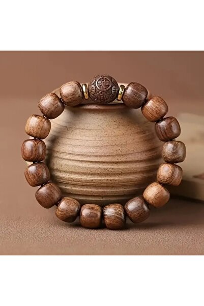 ORGANICYOU QUINGDA Sandal Ağacı Tesbih Bilekliği, Rahat Ahşap Boncuklu Bileklik Erkekler ve Kadınlar