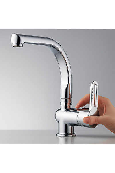 Badem10 Premium Single Lever on Off Chrome Swan Sink Faucet Wall Mounted Fixture Modern with Hot Cold Adjustment