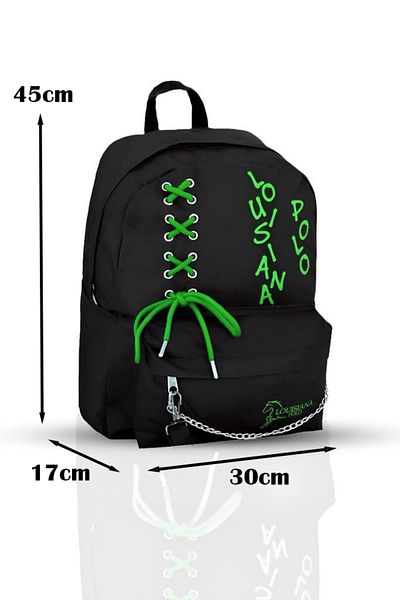 louisiana polo طقم مدرسي – حقيبة + تغذية حرارية + حامل قلم + قارورة زرقاء خضراء 1141