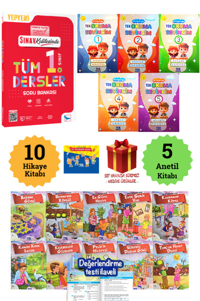 Sınav Yayınları 1. Sınıf Tüm Dersler Soru Bankası+ Anetil 5'li Okuma Seti+ İl...