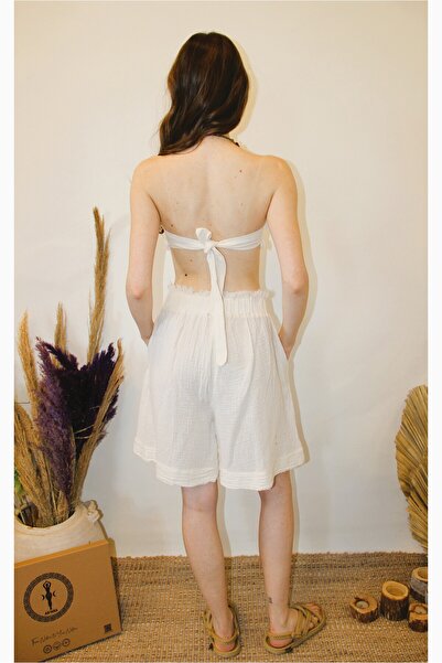 ARİNNASİDE Muslin Comfortable and Summer Tassel Detailed Bermuda Relax Shorts