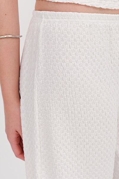 Addax Textured Trousers with Elastic Waist Pn0546-L6