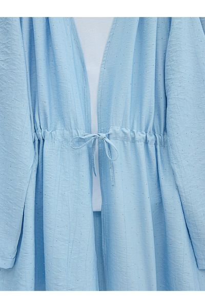 Modamorfo Kimono Suit with Tunnel Laces and Stoned Wide Leg Trousers - Baby Blue