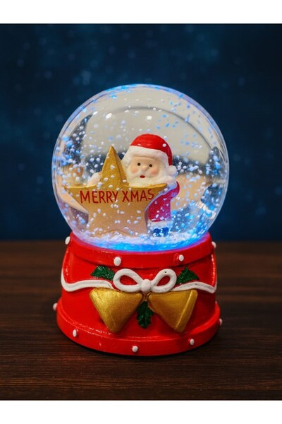 Deco Elit 2026 Yılbaşı Temalı LED Işıklı Yıldızlı Noel Baba Kar Küresi 9 cm O...