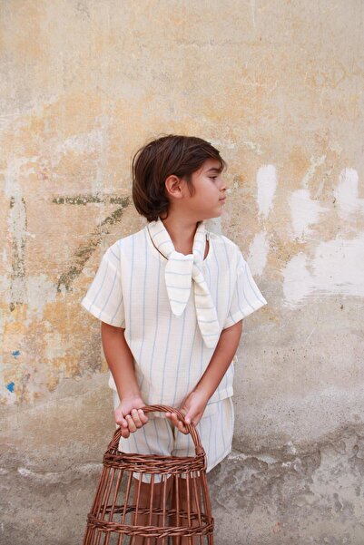 Oh La La Koala For Little Ones Set de sus și de jos cu guler cu dungi albastre