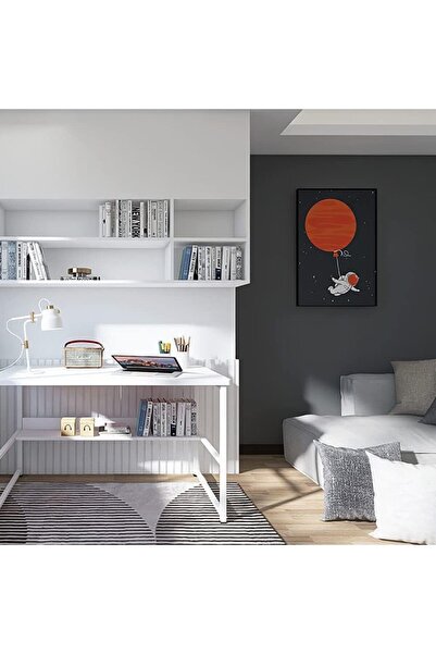 AGD Computer Table with Bookshelf White