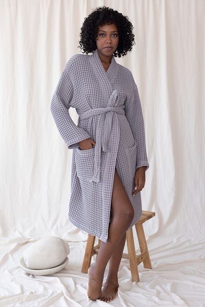 vivamaison Μπουρνούζι Unisex κιμονό από 100% βαμβάκι με τσέπες βάφλα που στεγνώνει γρήγορα και επιλογές χρωμάτων