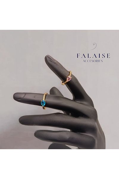 Falaise Accessories DAMLA SINGLE STONE ADJUSTABLE RING - PINK
