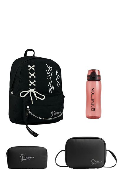 louisiana polo School Set – Bag + Thermal Nutrition + Pen Holder + Red Flask White 1141