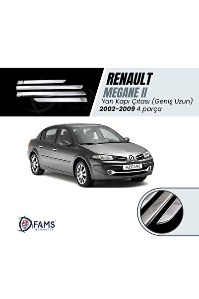FAMS OTO AKSESUAR Renault Megane 2 Krom Yan Kapı Çıtası 4 Kapı 2002-2009 Aras...
