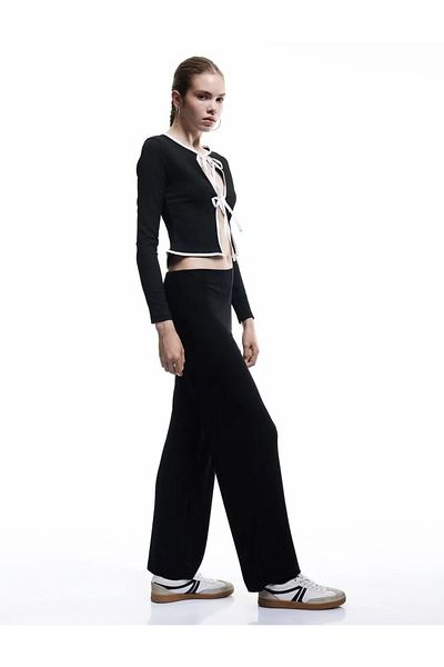 Koton Viscose Blended High Waist Leggings Pants with Spanish Leg
