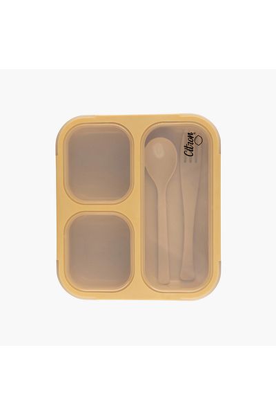 Citron Solid Lunch Box with Spoon and Fork