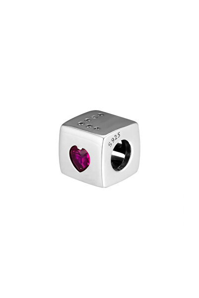 Fubena Heart Dice Silver Charm