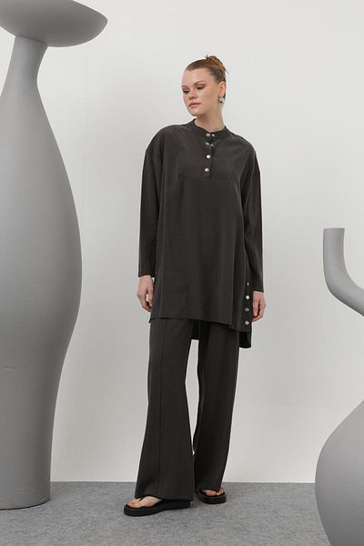 Puane Women's Hijab Cotton Double Suit with Snap Detail