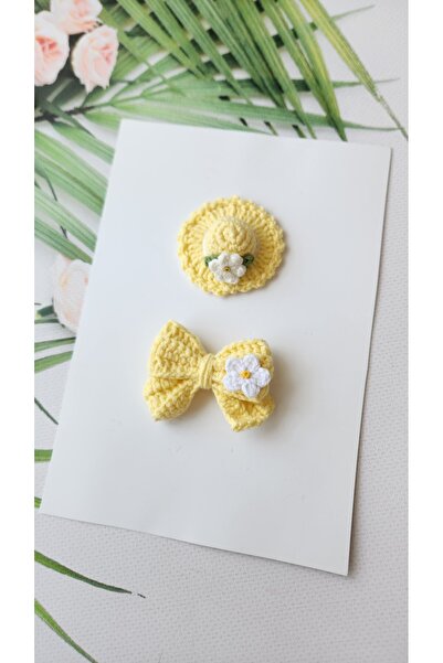 Hand Mother's Since 2024 Sarı Zerafet Az Saçlı Bebek Tokası 2'li Set Handmade...