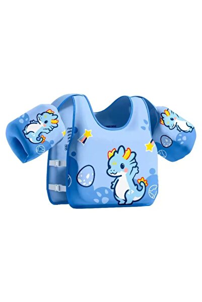 OEM Vestă de înot pentru copii cu mâneci, închidere cu cataramă reglabilă, 2-6 ani/10-30 kg, 29 x 30 cm, neagră