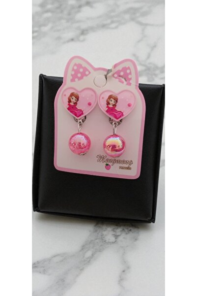 FAMEMUS ACCESSORY أقراط ديزني برينسيس بمشبك مزينة بخرز لامع من الداخل