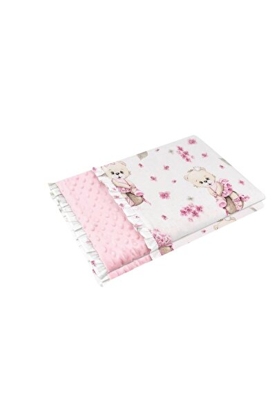 MimiNu Paturica pufoasa, MimiNu, Cu doua fete, Dimensiune 75x100 cm, Din tesatura minky si bumbac