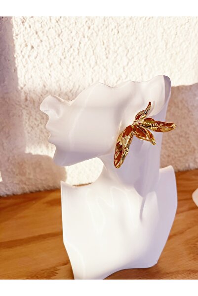 GIFTPALACE 3D Yabani Çiçek Model 14K Altın Renginde Model Küpe 1 Çift