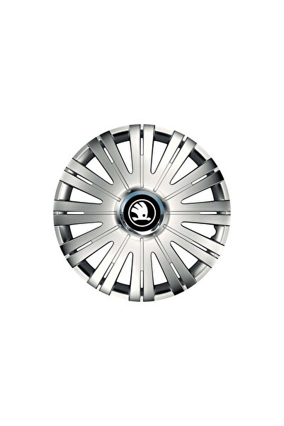 Autohelix MSA Set de 4 capace de roți potrivite pentru jante de 16 inch, pentru Skoda New Black-White, model Active Chrome