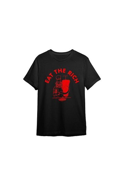 1blood EAT THE RICH Μαύρο μπλουζάκι Unisex Oversize με στάμπα