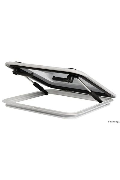 OSCULATI Bomar Contour Hatch Low Profile, 315x445 mm, White Epoxy Aluminum, Smoky Tempered Glass Lens, CE App