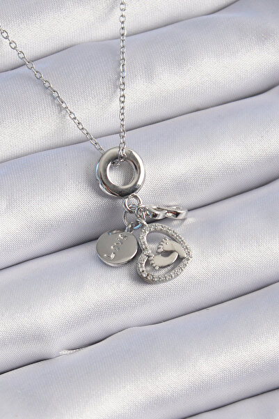 callerrons accessories قلادة نسائية فضية اللون مرصعة بحجر الزركون على شكل قلب...