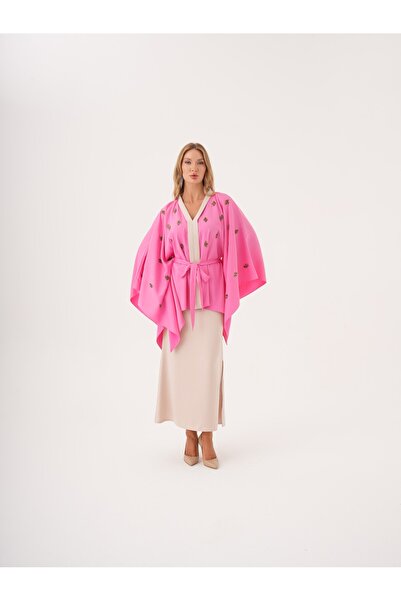 SERPİL Desenli Kuşaklı Geniş Kollu Bluz