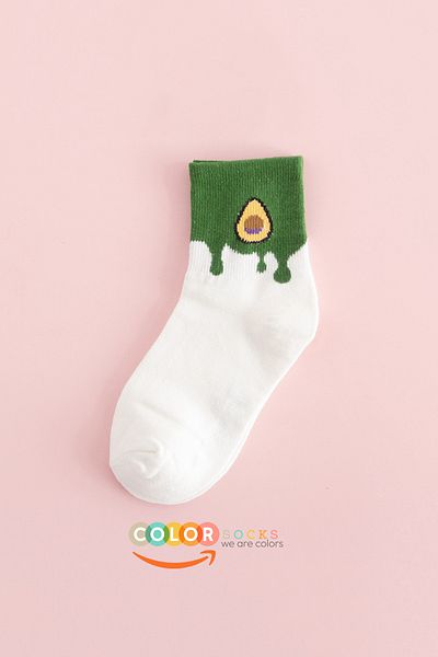 Color Socks 1 Pair Avocado Patterned Women's College Socks