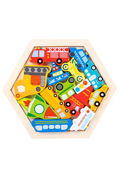 OEM Puzzle cu forme din lemn educational pentru copii, mijloace de transport,...