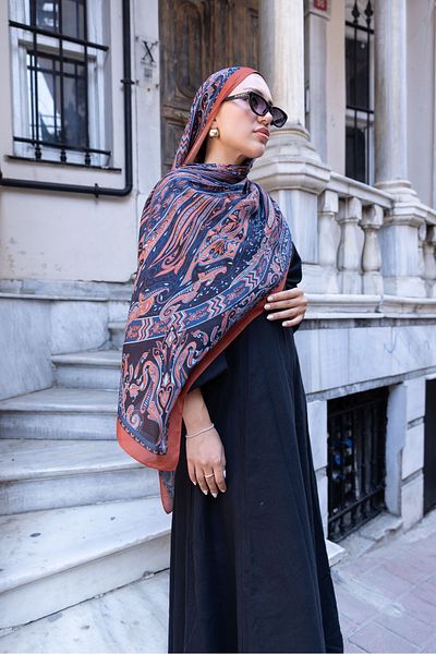 Oxygen Scarfs Ethnic Ivy Pattern Cotton Silk Shawl