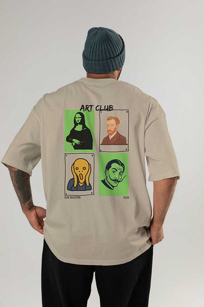 Ankhises Art Club Back Printed Oversize T-Shirt Men Women 100% Cotton Crew Neck T-Shirt