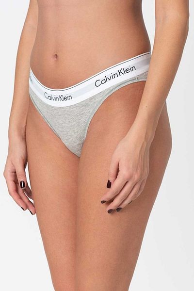 Calvin Klein - Lenjerie intimă braziliană din bumbac și amestec de modal, alb, gri melanj, XS