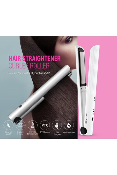 K.SKIN K·SKIN Wireless Hair Straightener & Curler – 3 Heat Settings, 2200mAh Rechargeable, Travel-Friendly