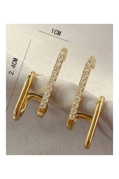 Inovius Cercei aurii cu efect dublu și pietre prețioase