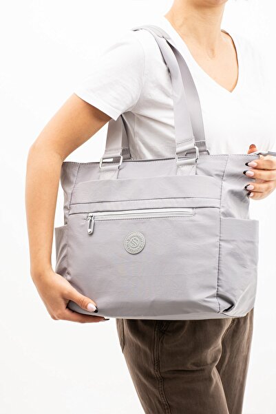 Paul Brand Women's Multi-Eye Waterproof Clinker Fabric Gray Cross Strap Hand and Shoulder Bag Pbs4003