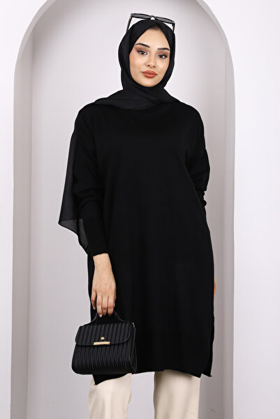 İmajButik Siyah Merserize Salaş Triko Tunik
