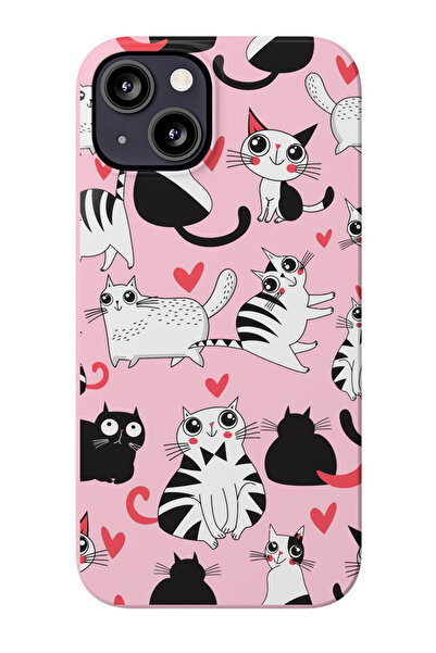 izzytech حافظة هاتف من السيليكون بتصميم القطط الوردية المتوافقة مع هاتف iPhon...