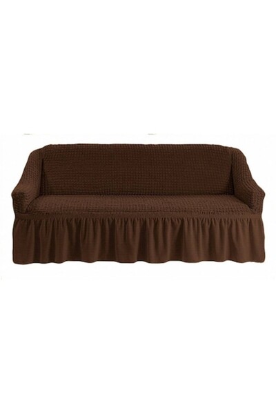 Artforhome Husă universală elastică și creponată pentru canapea cu 3 locuri - Maro